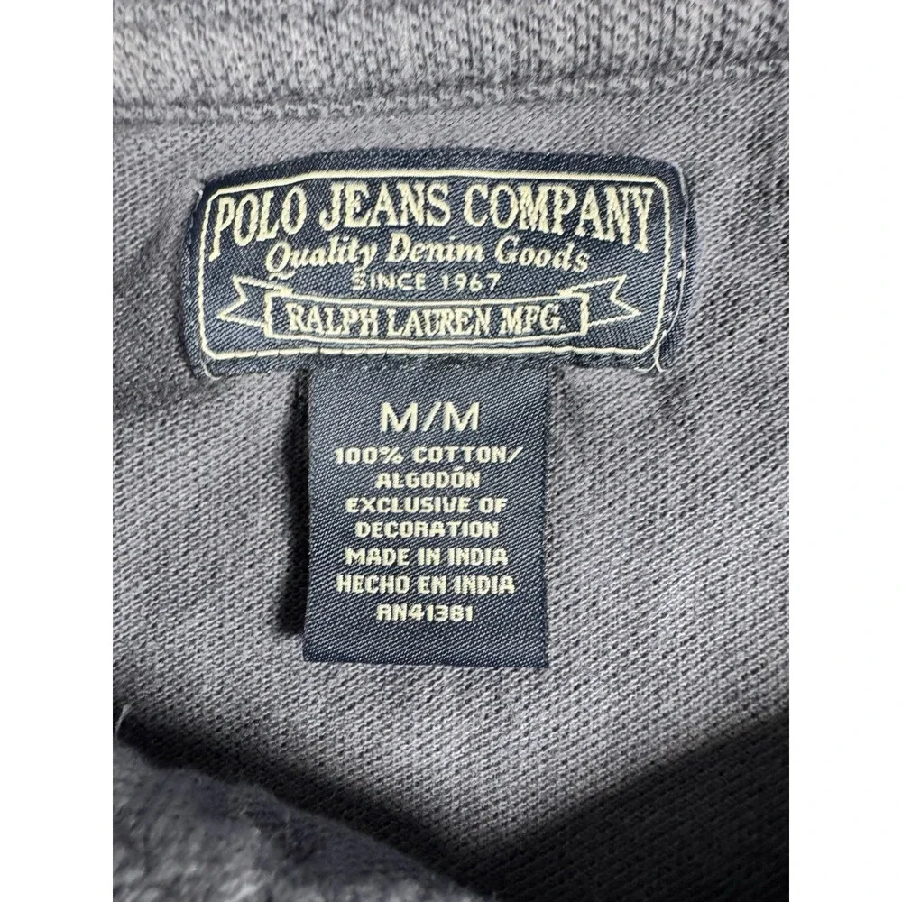Polo Jeans Ralph Lauren Mens Polo Shirt M Navy Crest Number 7 Cotton Y2K